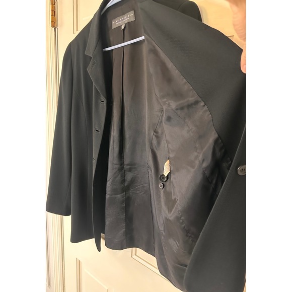 Alex Garfield Blazer Black Ribbed Business Career Button Front Jacket Size 10 - Picture 4 of 8